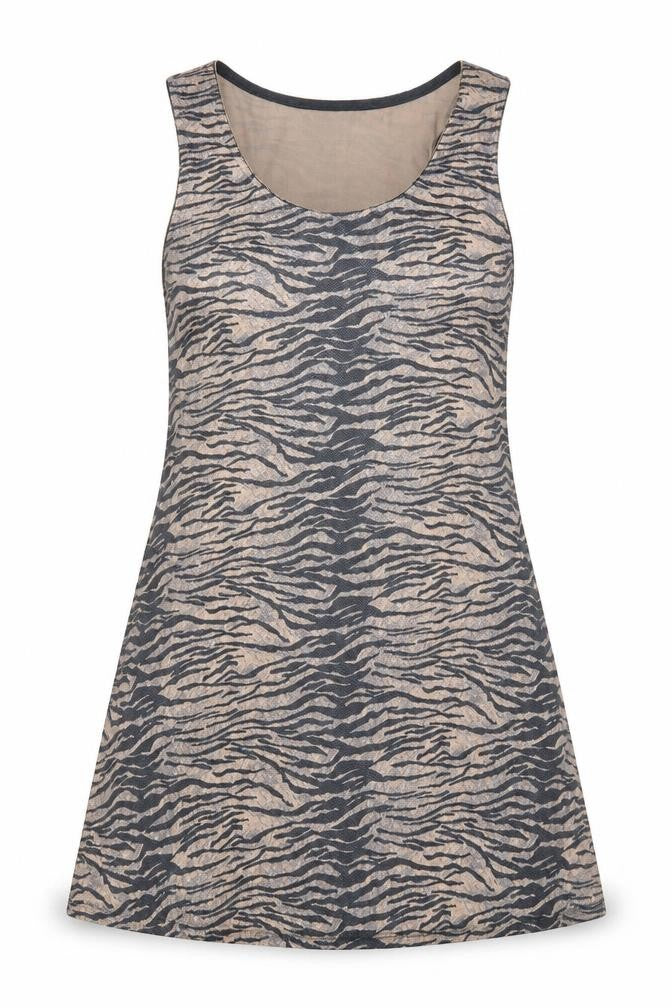 Lexxury Womens Brown Animal Print Cotton A-Line Size S Round Neck Pullover - Tiger Pattern