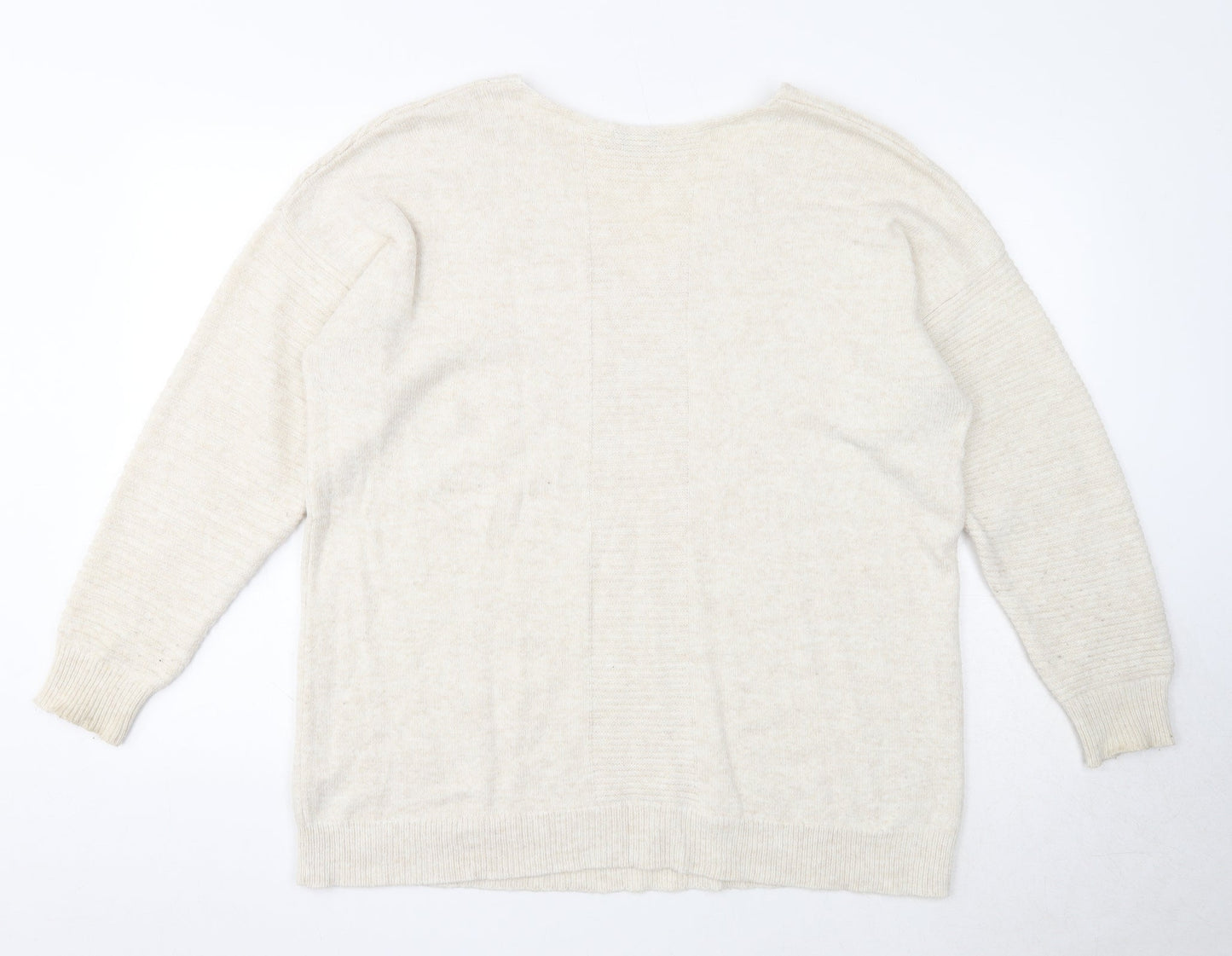 Topshop Womens Beige V-Neck Acrylic Pullover Jumper Size 12