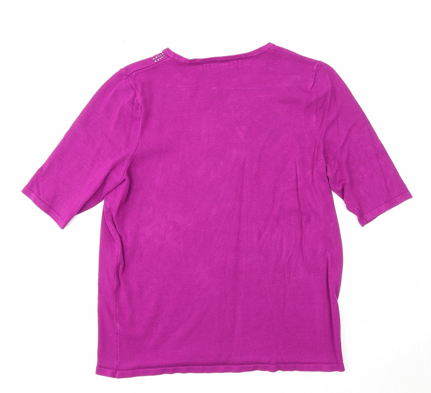 Bonmarché Womens Purple Round Neck Viscose Pullover Jumper Size M