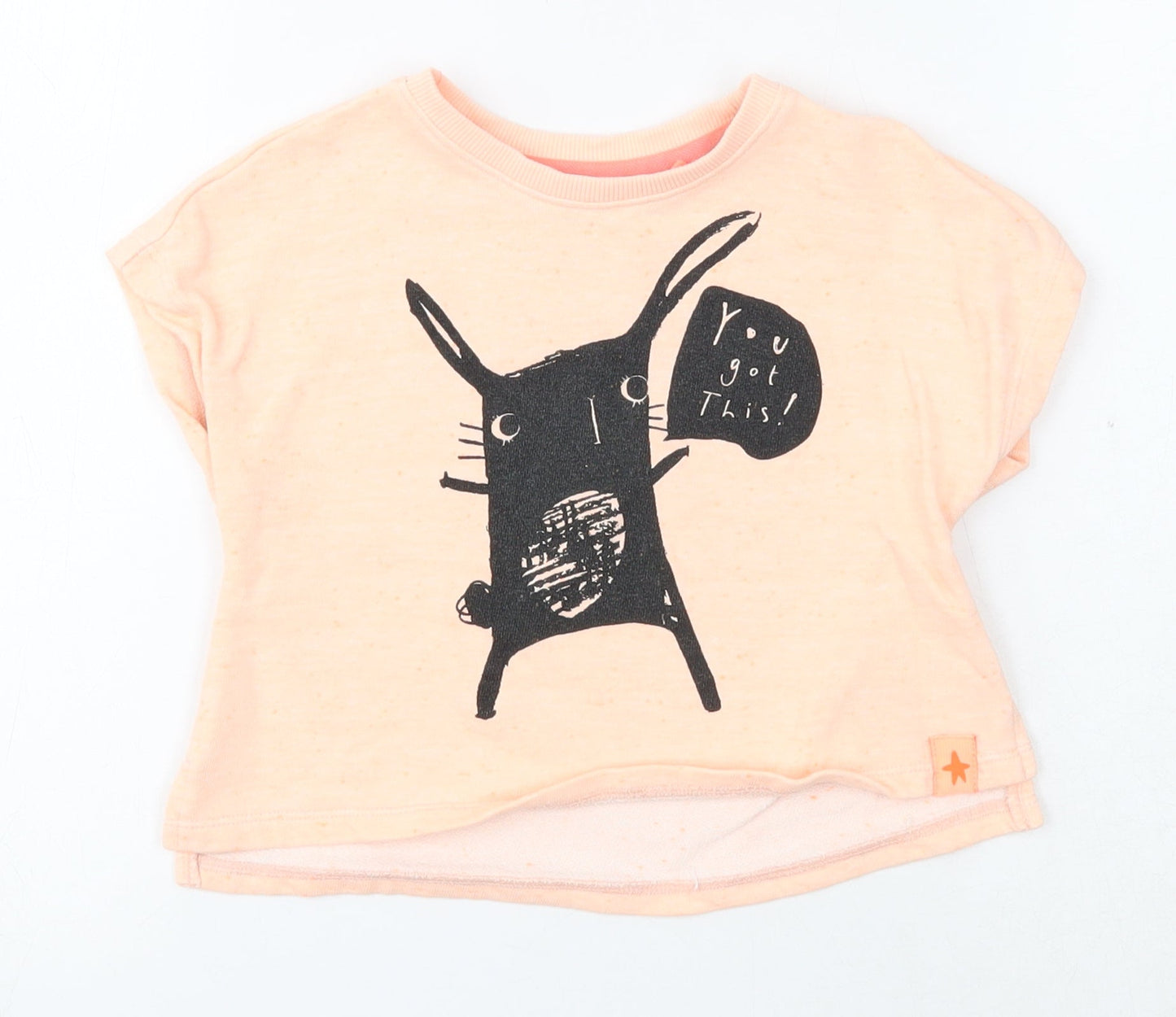 NEXT Girls Orange Cotton Basic T-Shirt Size 3-4 Years Round Neck Pullover - Rabbit You Got This