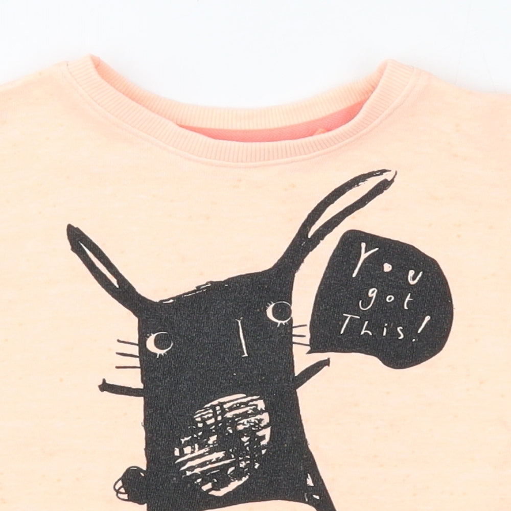 NEXT Girls Orange Cotton Basic T-Shirt Size 3-4 Years Round Neck Pullover - Rabbit You Got This