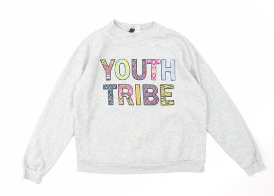 Divided by H&M Womens Grey Cotton Pullover Sweatshirt Size L Pullover - Youth Vibe