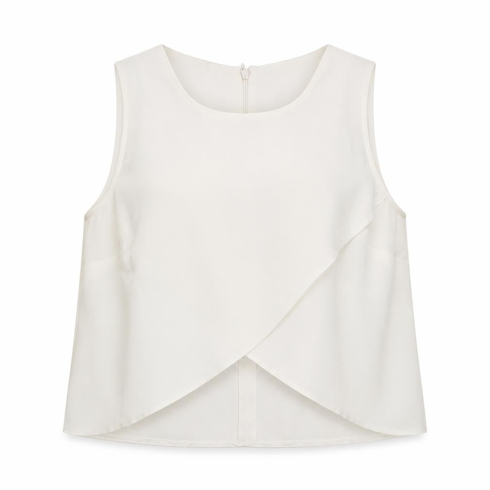 Miss Selfridge Womens White Polyester Basic Tank Size 12 Round Neck
