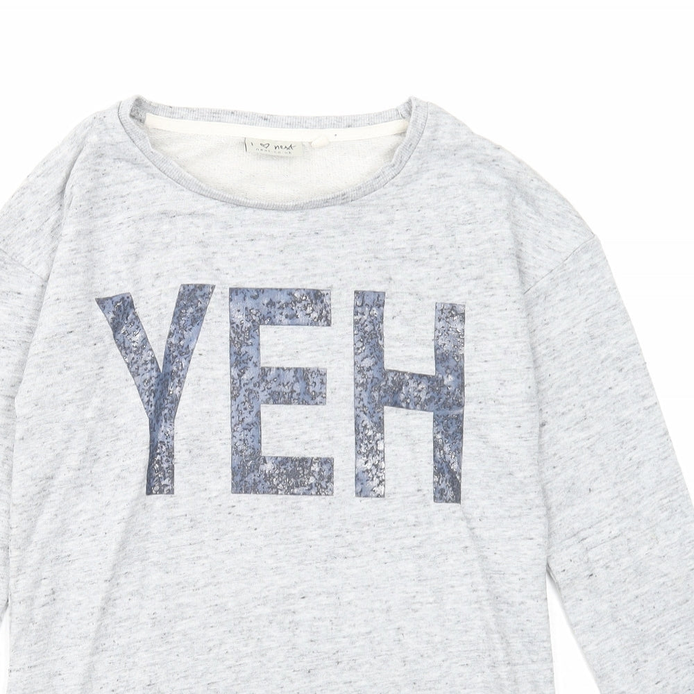 NEXT Girls Grey Cotton Pullover Sweatshirt Size 10 Years Pullover - YEH