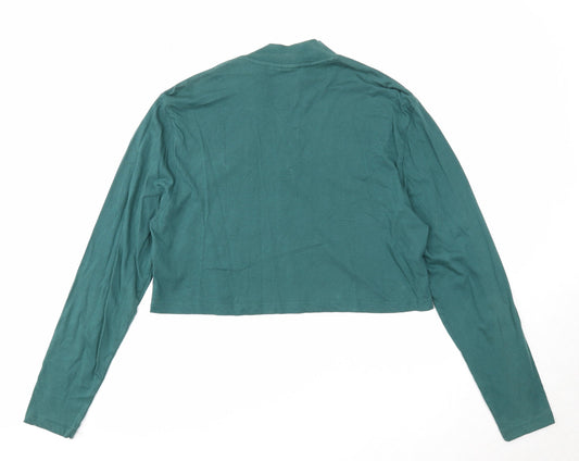 ASOS Womens Green Cotton Cropped T-Shirt Size S Mock Neck - Global Revolution