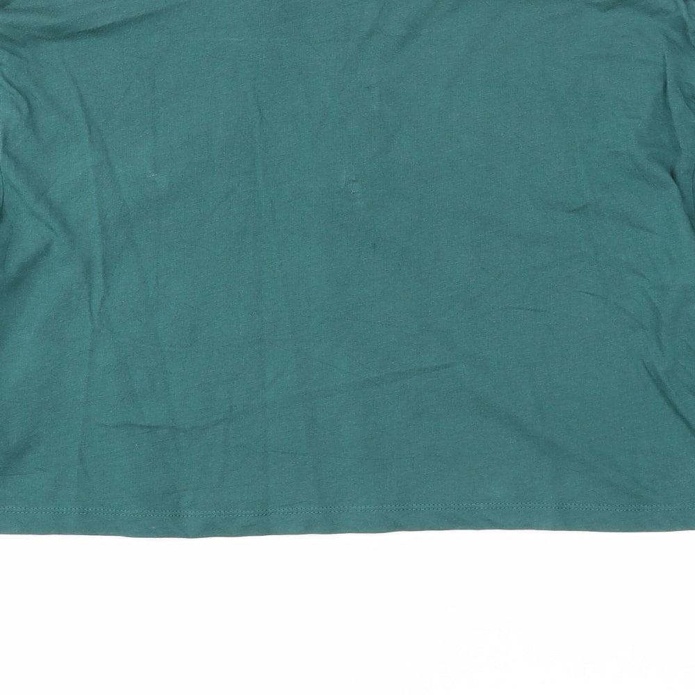 ASOS Womens Green Cotton Cropped T-Shirt Size S Mock Neck - Global Revolution