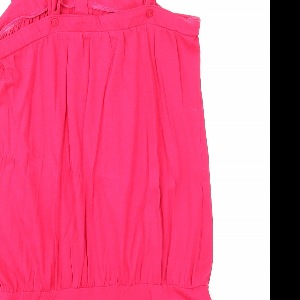 Marks and Spencer Womens Pink 100% Cotton Basic Tank Size 10 Square Neck