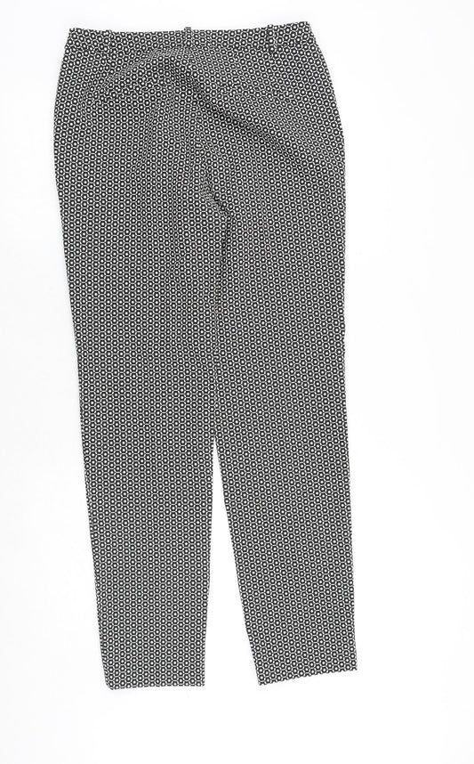 Esprit Womens Black Geometric Polyester Trousers Size 10 Regular Zip
