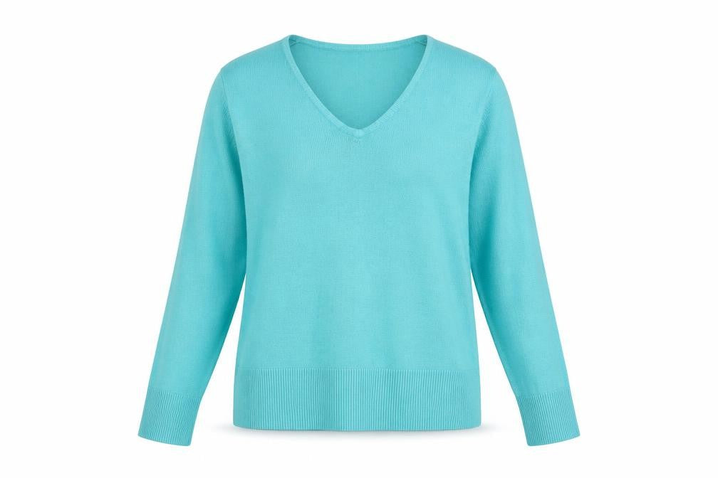 SARAH HAMILTON Womens Blue V-Neck Acrylic Pullover Jumper Size M