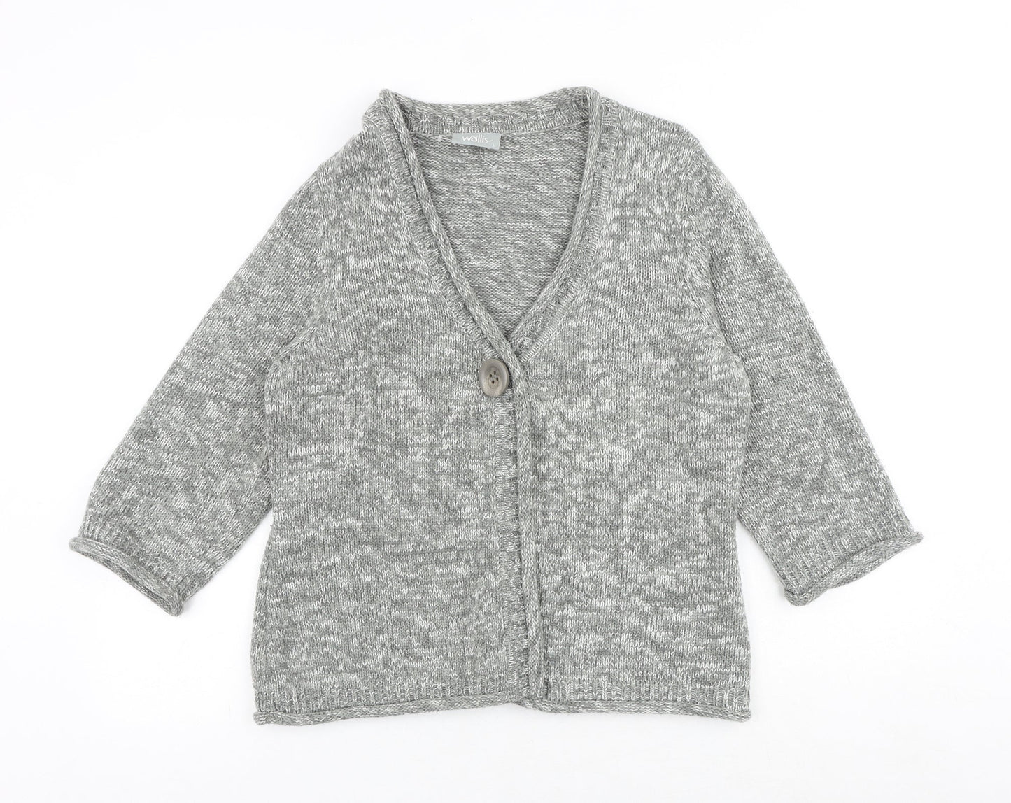 Wallis Womens Grey V-Neck Acrylic Pullover Jumper Size L