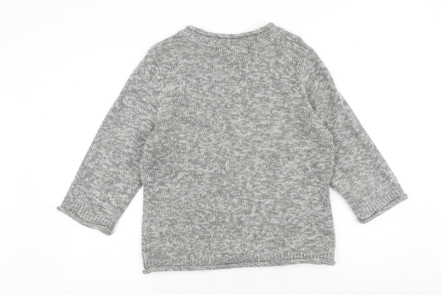 Wallis Womens Grey V-Neck Acrylic Pullover Jumper Size L