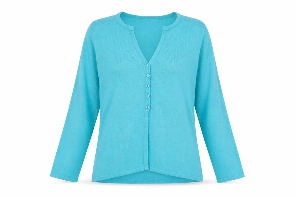Debbie Morgan Womens Blue V-Neck Acrylic Cardigan Jumper Size S