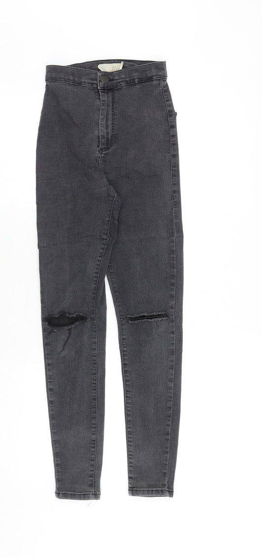 Topshop Womens Black Cotton Skinny Jeans Size 26 in Regular Zip