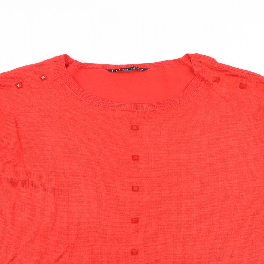 Bonmarché Womens Red Round Neck Viscose Pullover Jumper Size 12