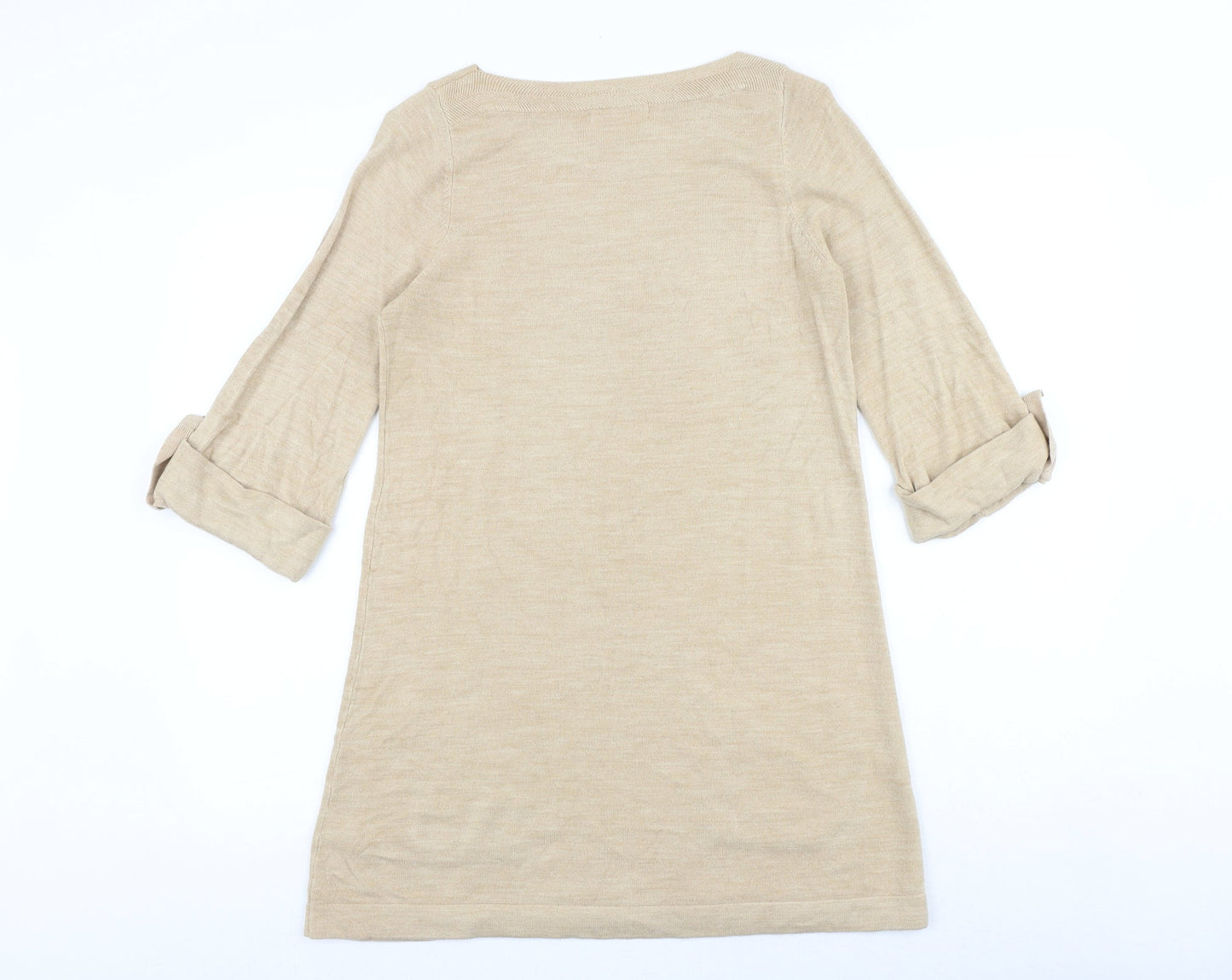 Marks and Spencer Womens Beige Round Neck Acrylic Pullover Jumper Size 12