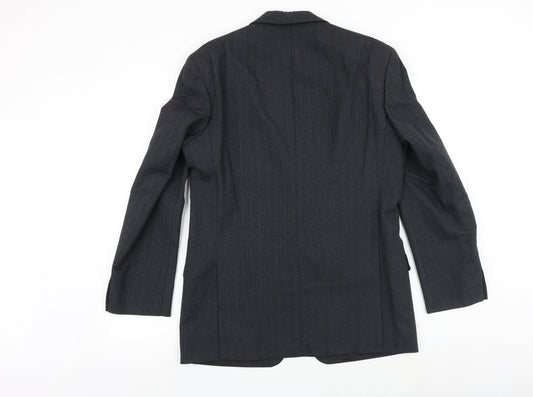 Marks and Spencer Mens Grey Striped Wool Jacket Suit Jacket Size 38 Regular