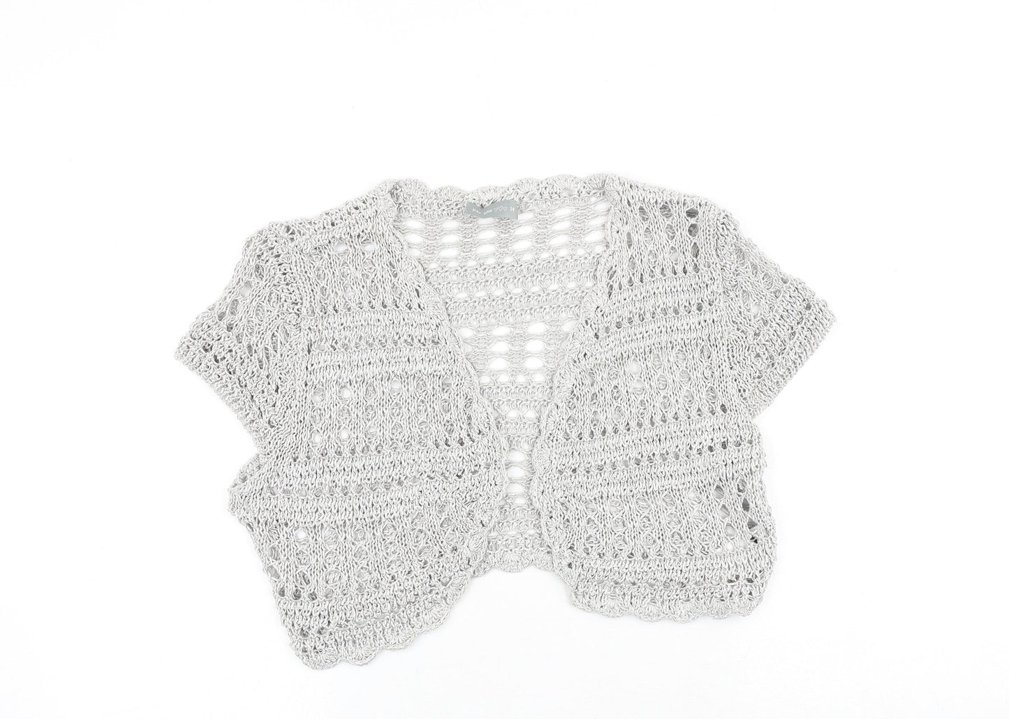 Marks and Spencer Womens Silver V-Neck Acrylic Cardigan Jumper Size 14