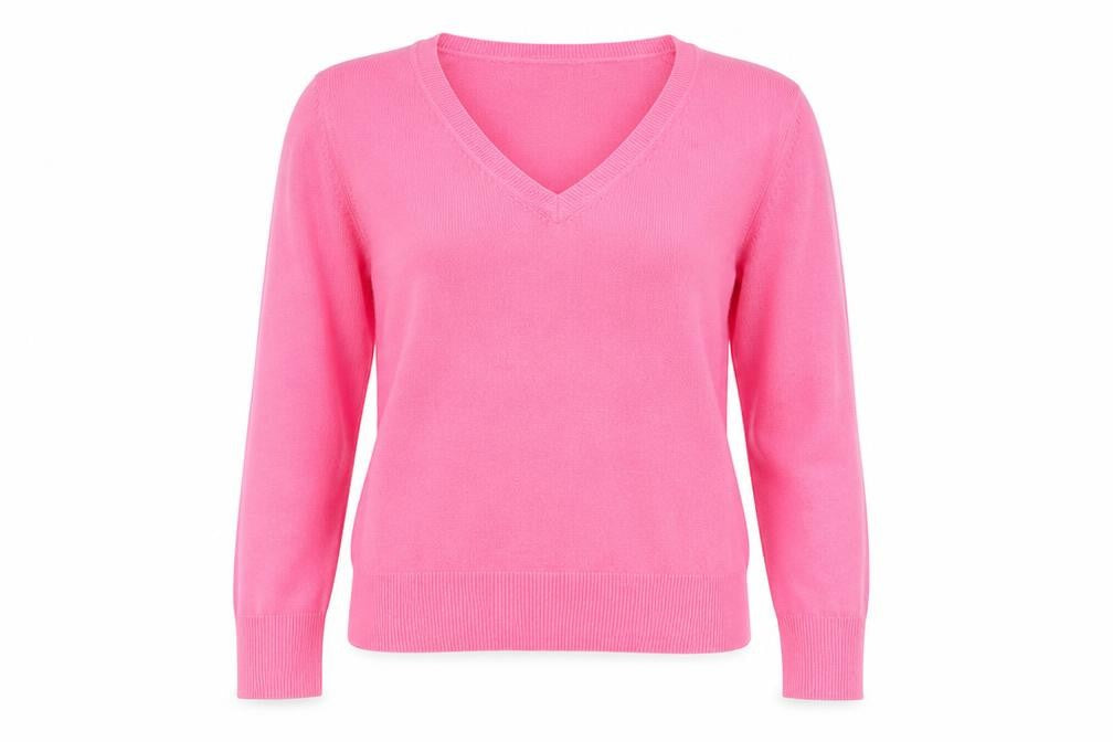 BHS Womens Pink V-Neck Acrylic Pullover Jumper Size 10