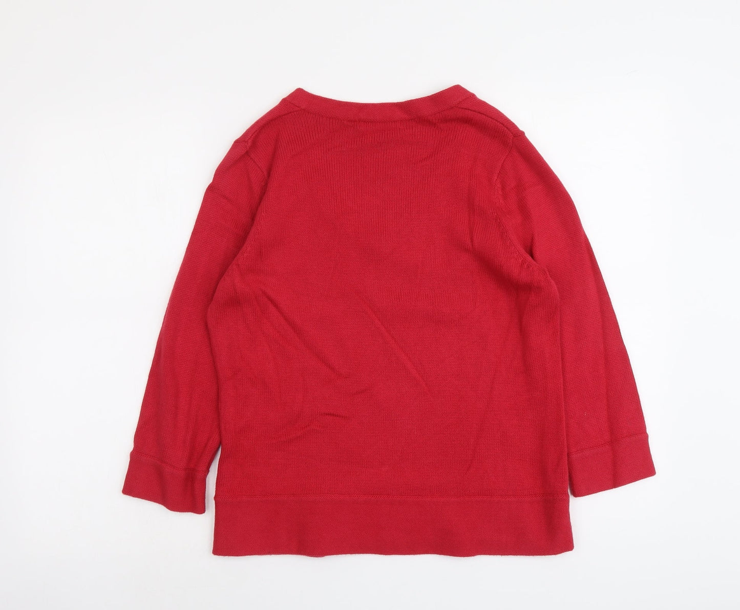 Marks and Spencer Womens Pink V-Neck Cotton Pullover Jumper Size 14