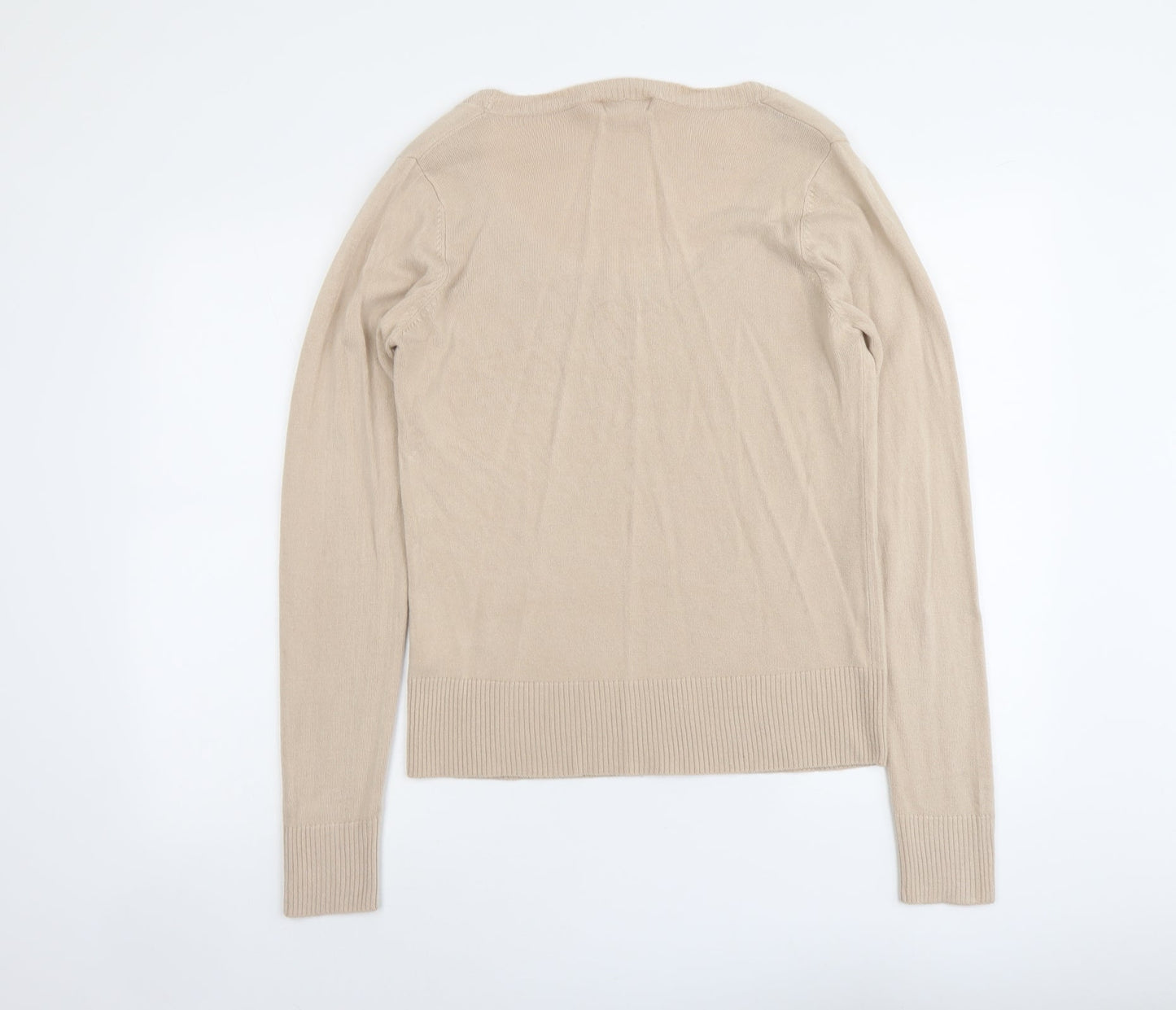 Sarah Hamilton Womens Beige Scoop Neck Acrylic Pullover Jumper Size L