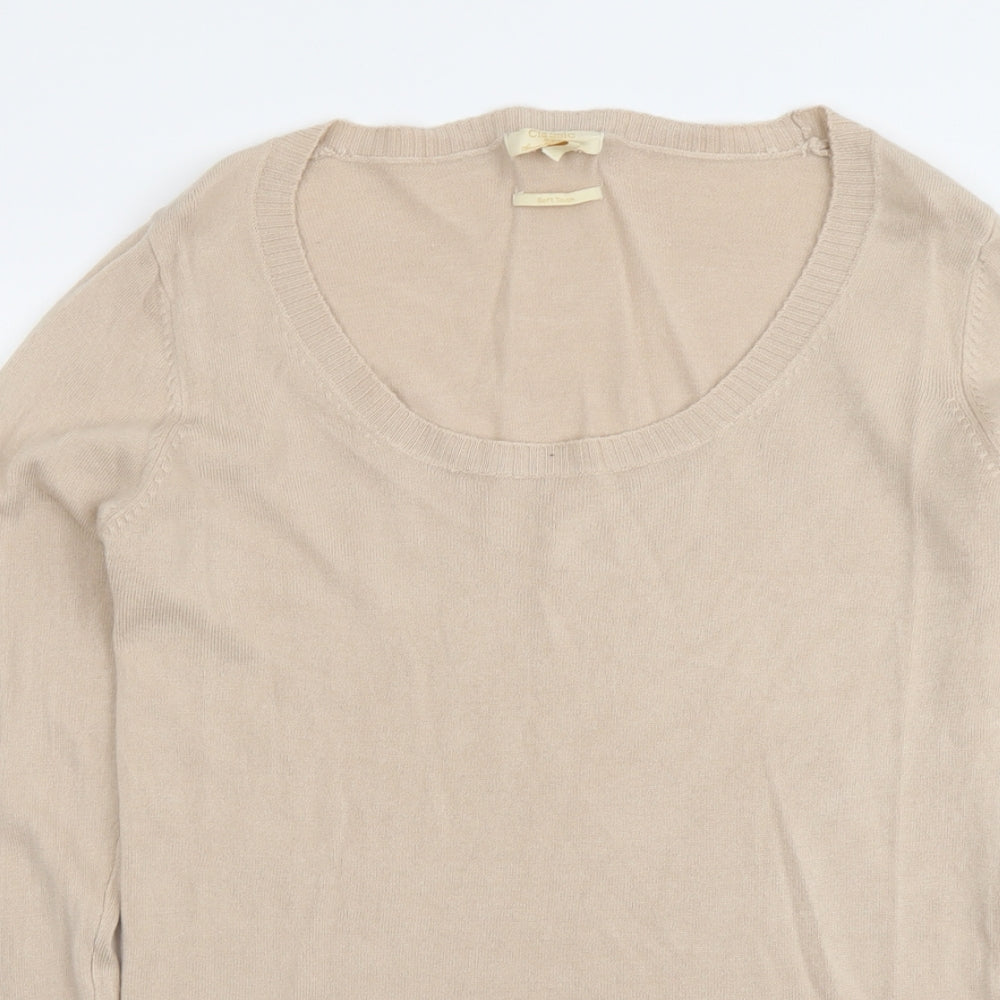Sarah Hamilton Womens Beige Scoop Neck Acrylic Pullover Jumper Size L