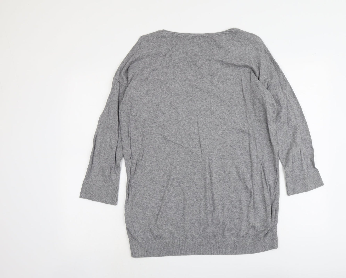 Wallis Womens Grey Boat Neck Cotton Pullover Jumper Size M - Butterfly