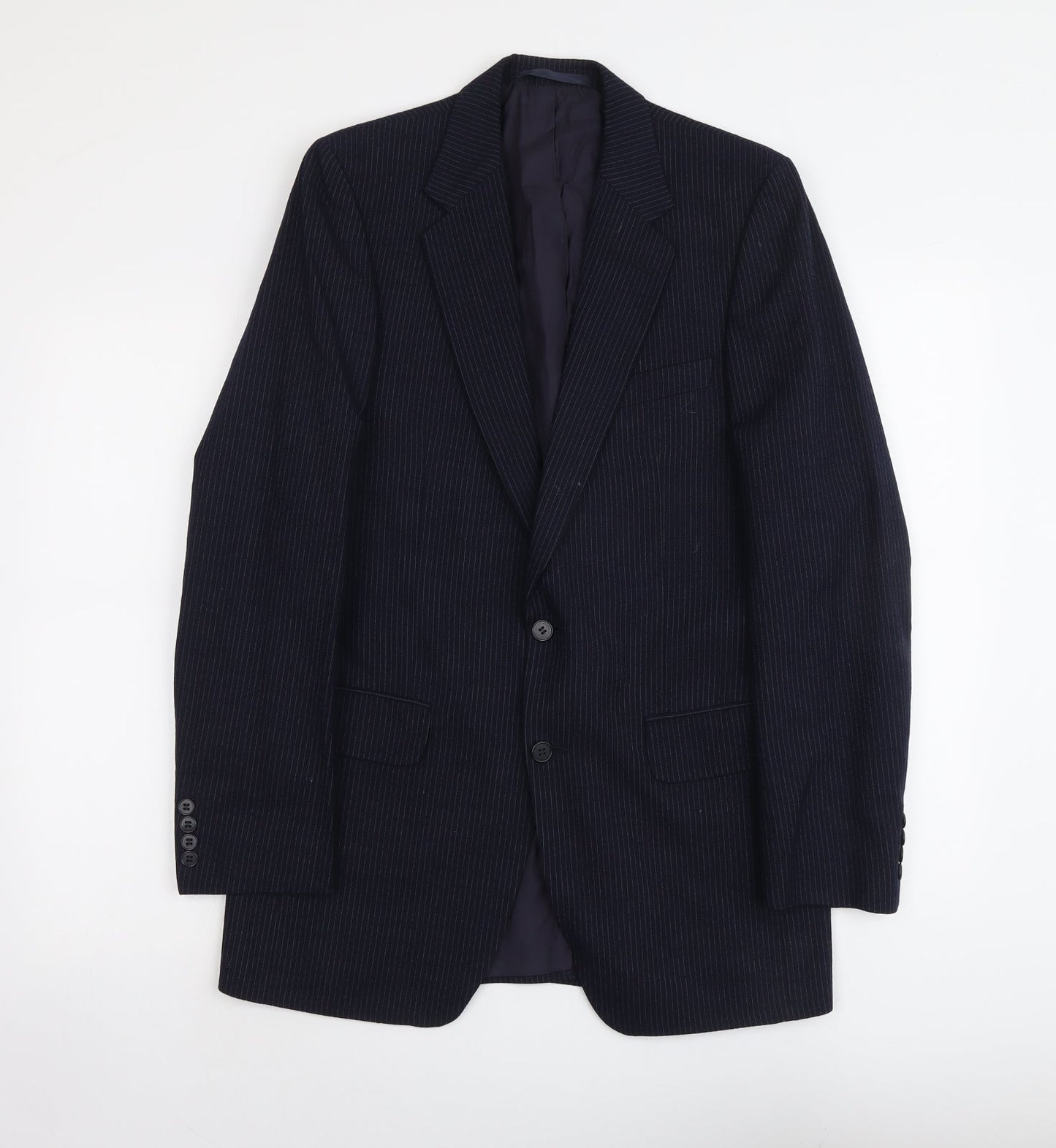 Marks and Spencer Mens Blue Striped Wool Jacket Suit Jacket Size M Regular