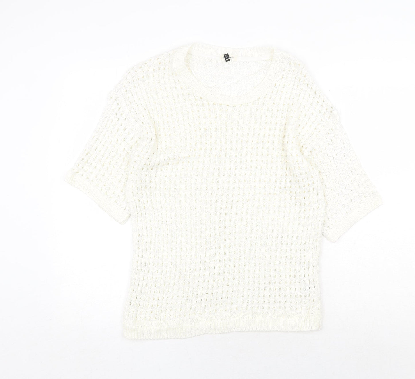 River Island Womens White Scoop Neck Acrylic Pullover Jumper Size 10