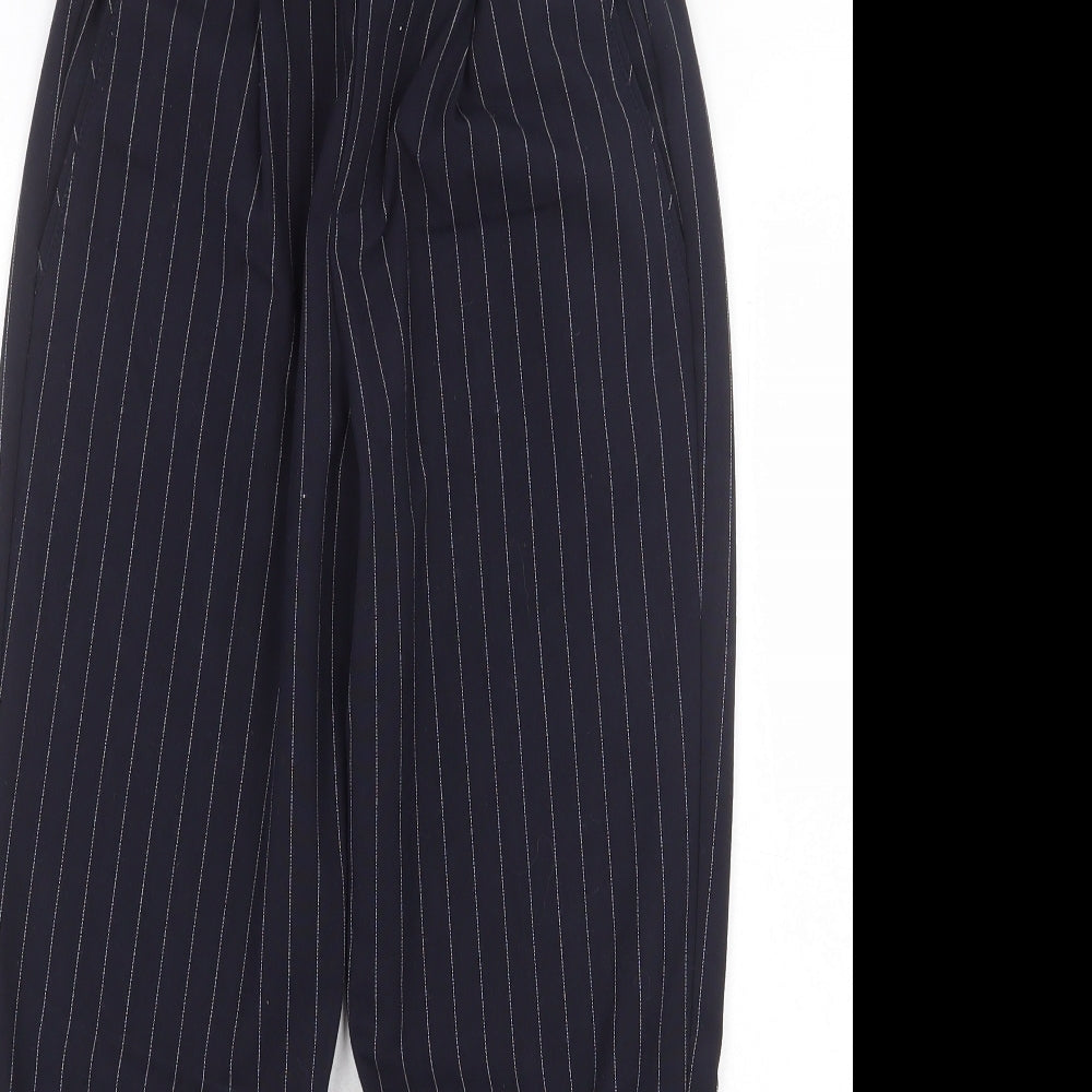 Bershka Womens Black Striped Polyester Carrot Trousers Size XS Regular