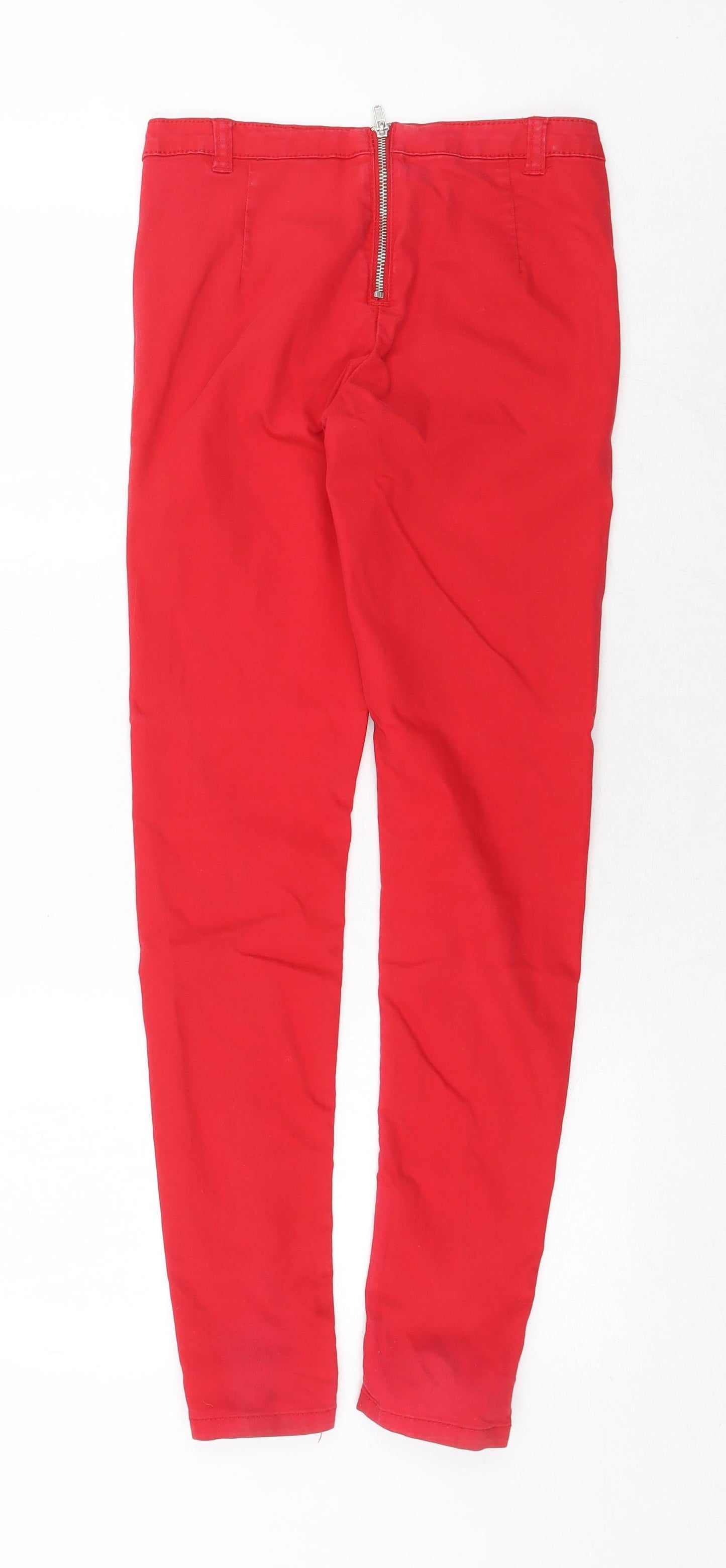 H&M Womens Red Cotton Skinny Jeans Size 28 in Regular Zip