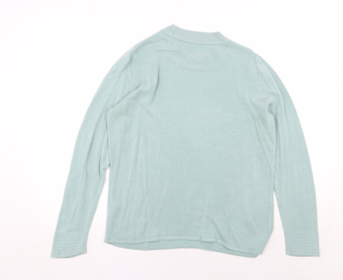 Bonmarché Womens Green Round Neck Acrylic Pullover Jumper Size 14