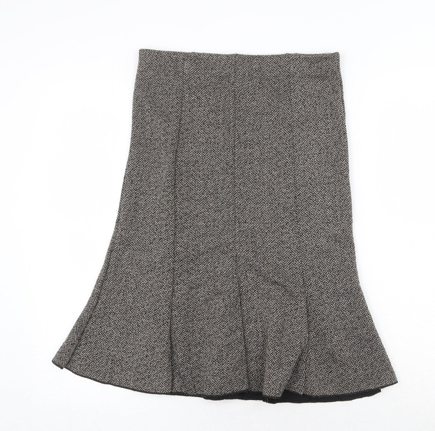 Logo Womens Grey Herringbone Acrylic Swing Skirt Size 10