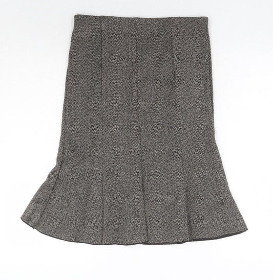 Logo Womens Grey Herringbone Acrylic Swing Skirt Size 10