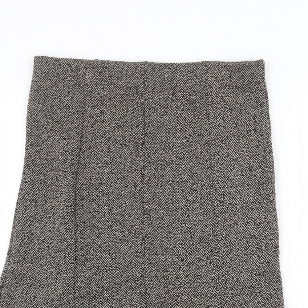 Logo Womens Grey Herringbone Acrylic Swing Skirt Size 10
