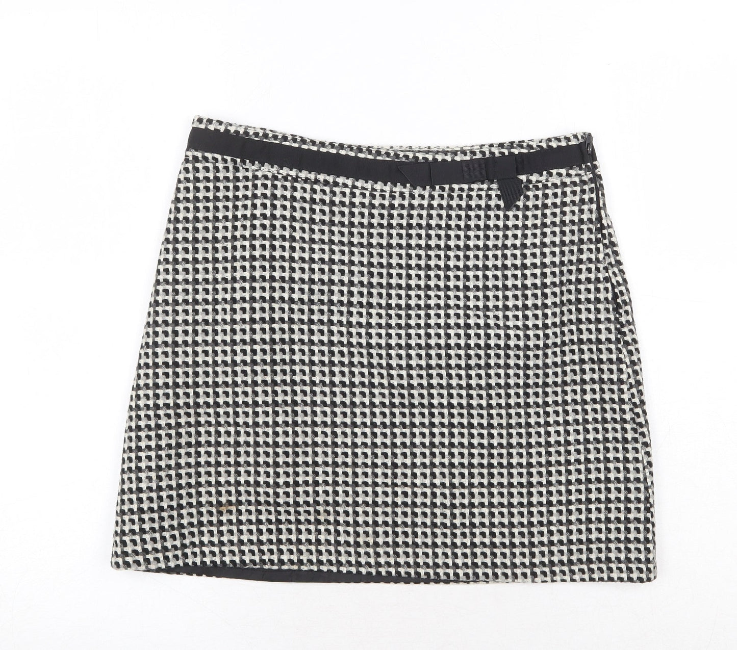 H&M Womens Grey Geometric Acrylic A-Line Skirt Size 8 Zip