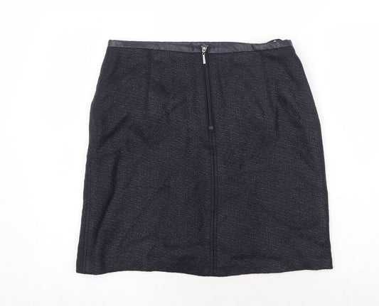 Marks and Spencer Womens Blue Acrylic A-Line Skirt Size 12 Zip