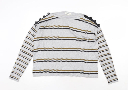 FOREVER 21 Womens Grey Striped Viscose Pullover Sweatshirt Size S Pullover