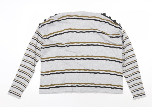 FOREVER 21 Womens Grey Striped Viscose Pullover Sweatshirt Size S Pullover