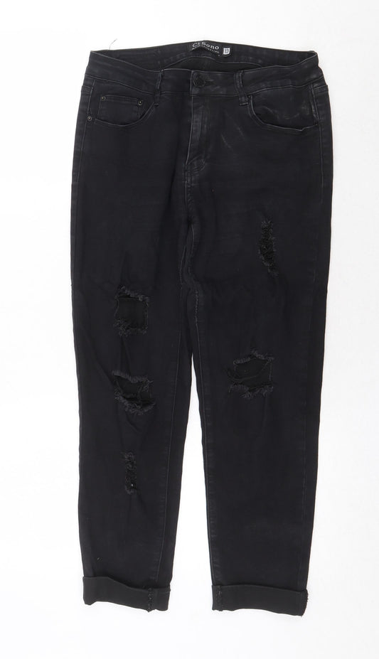 CI SONO Womens Black Cotton Straight Jeans Size 32 in Regular Zip