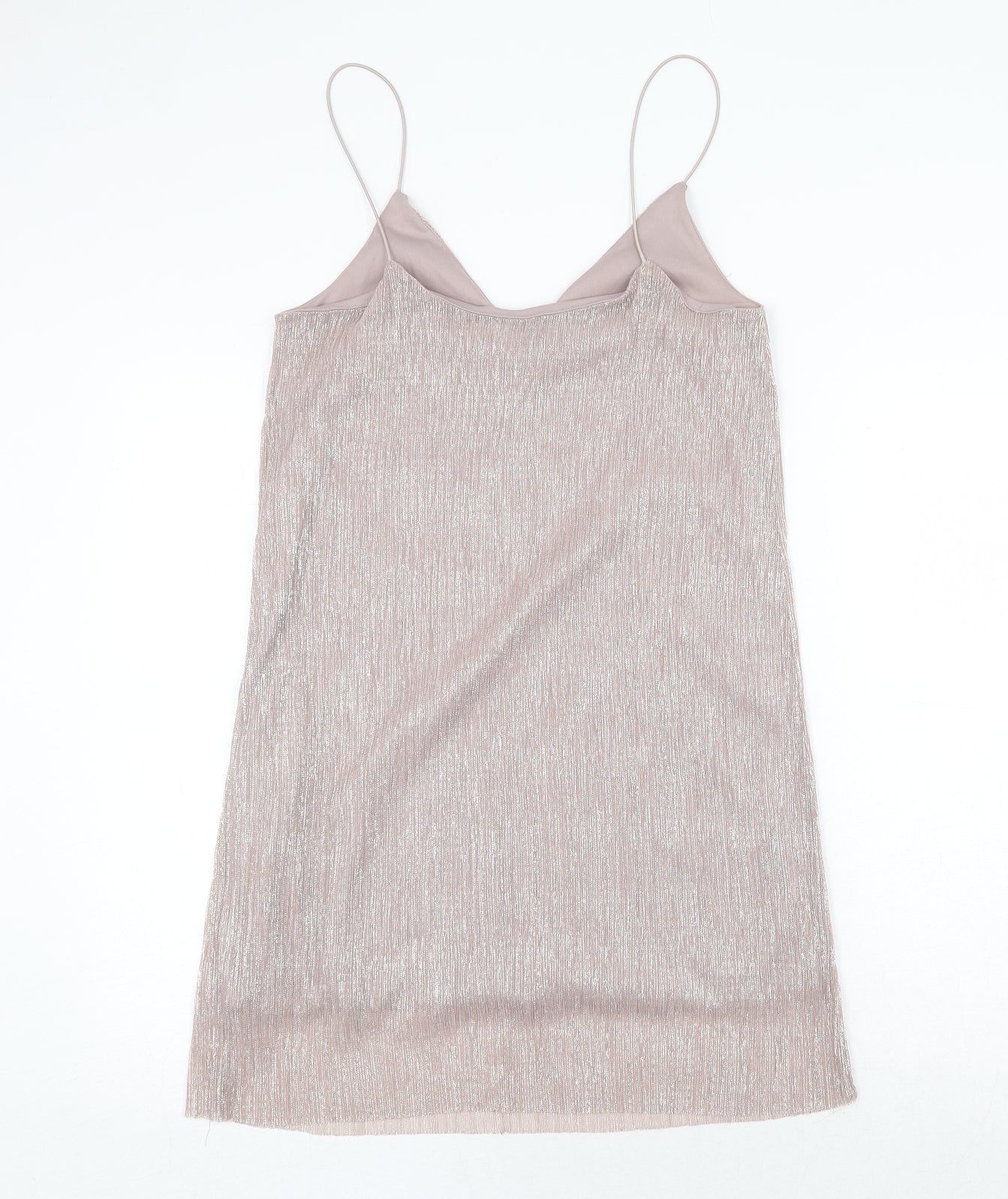 New Look Womens Pink Polyester Slip Dress Size 10 V-Neck Pullover