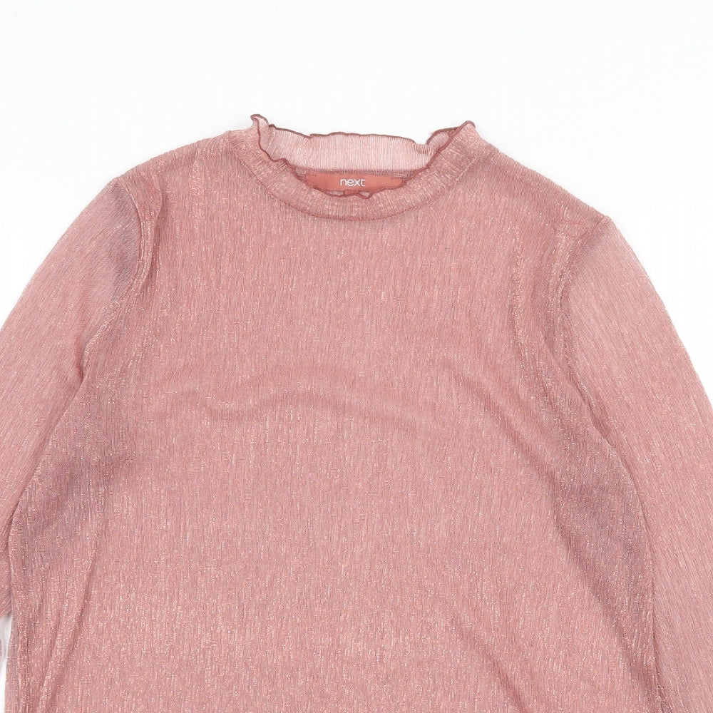 NEXT Womens Pink Polyester Basic T-Shirt Size 6 Round Neck