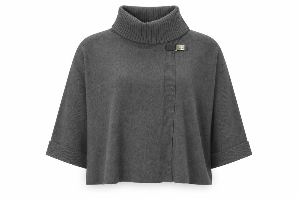 Episode Womens Grey Roll Neck Acrylic Cardigan Jumper Size S