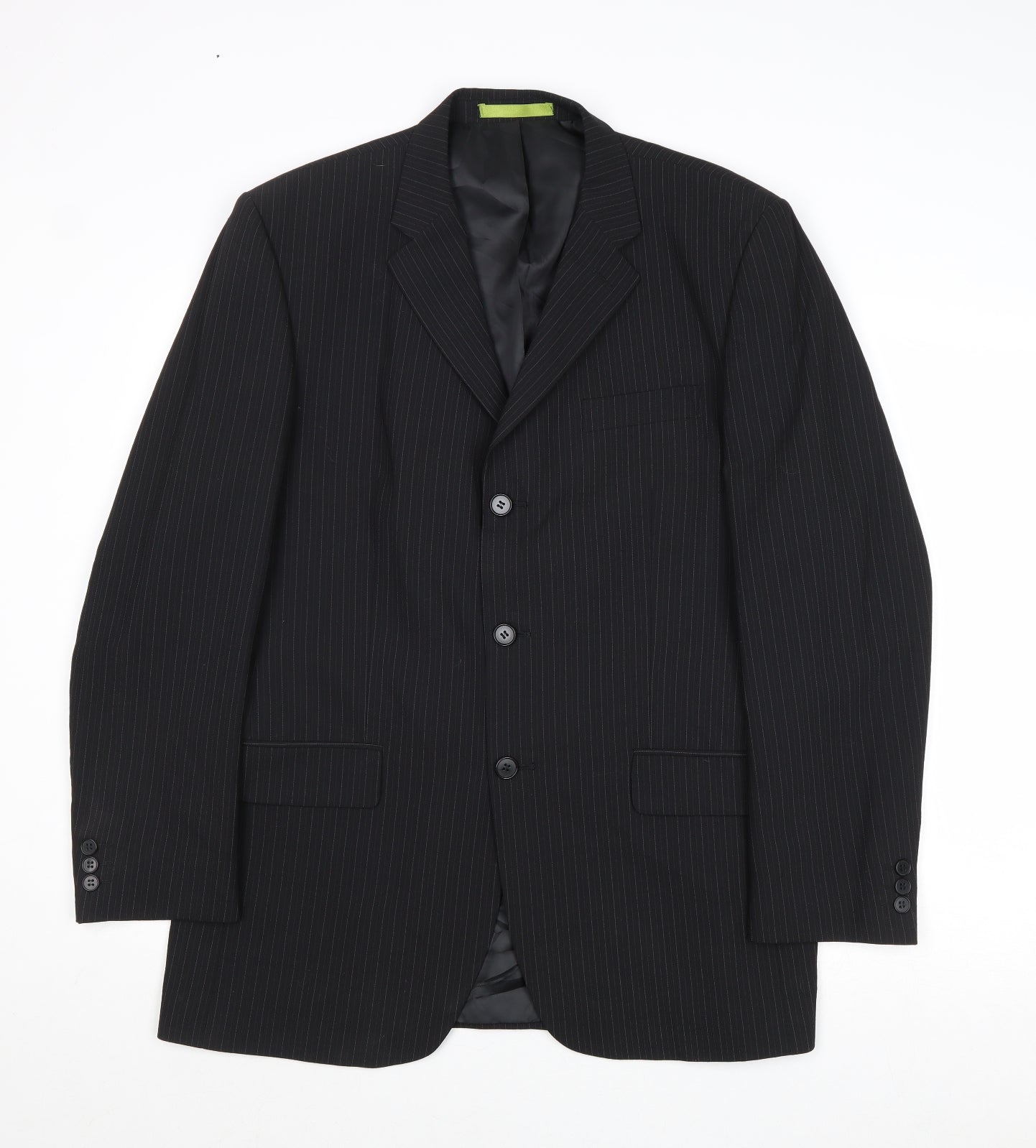 Burton Mens Black Striped Polyester Jacket Suit Jacket Size 40 Regular