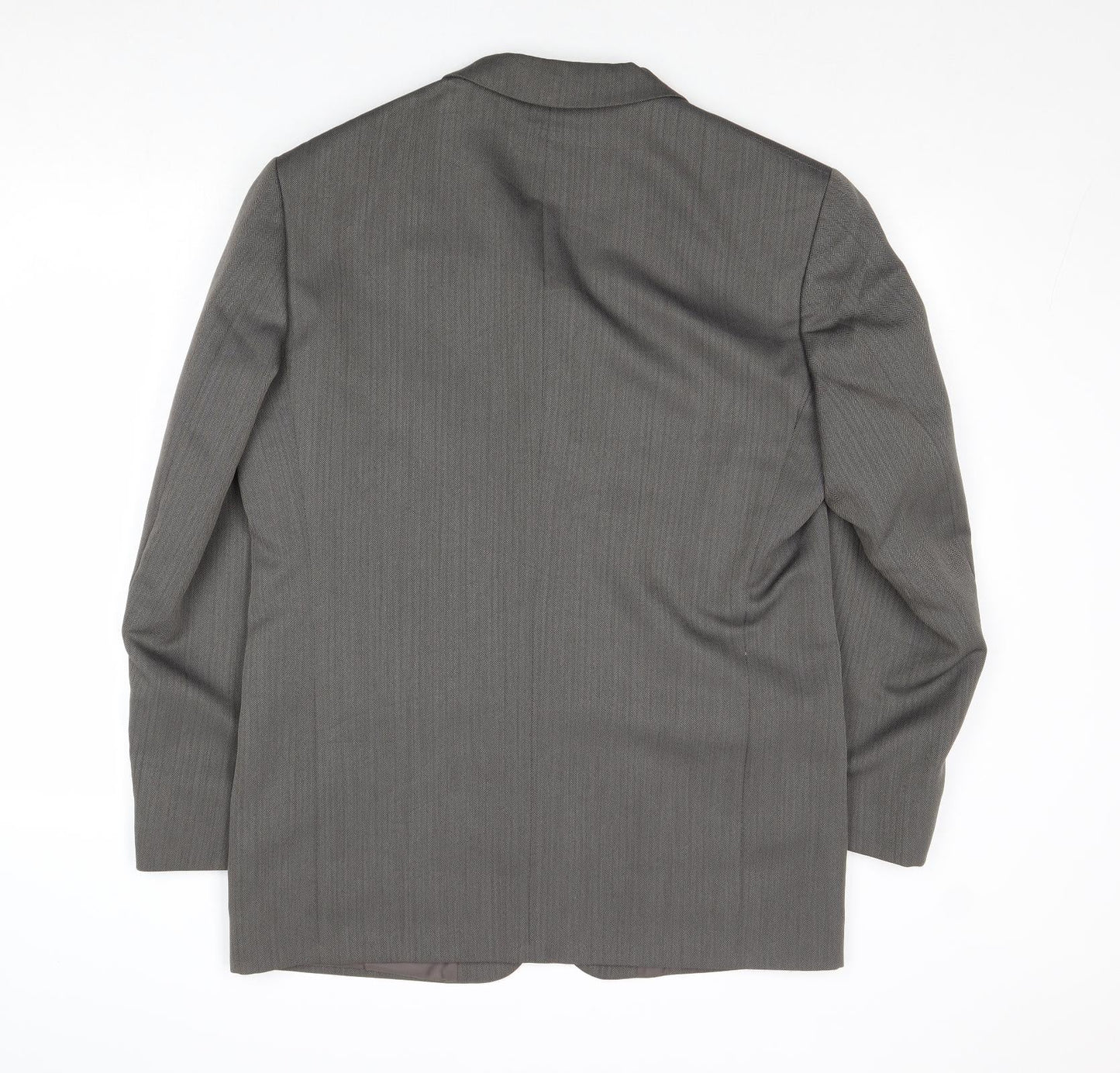 Zantos Mens Grey Striped Polyester Jacket Suit Jacket Size 40 Regular