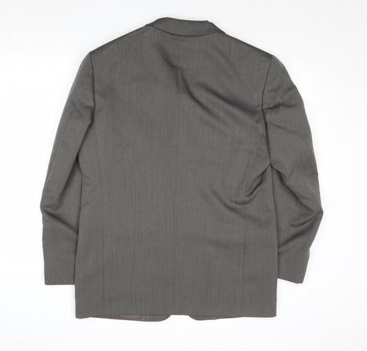 Zantos Mens Grey Striped Polyester Jacket Suit Jacket Size 40 Regular