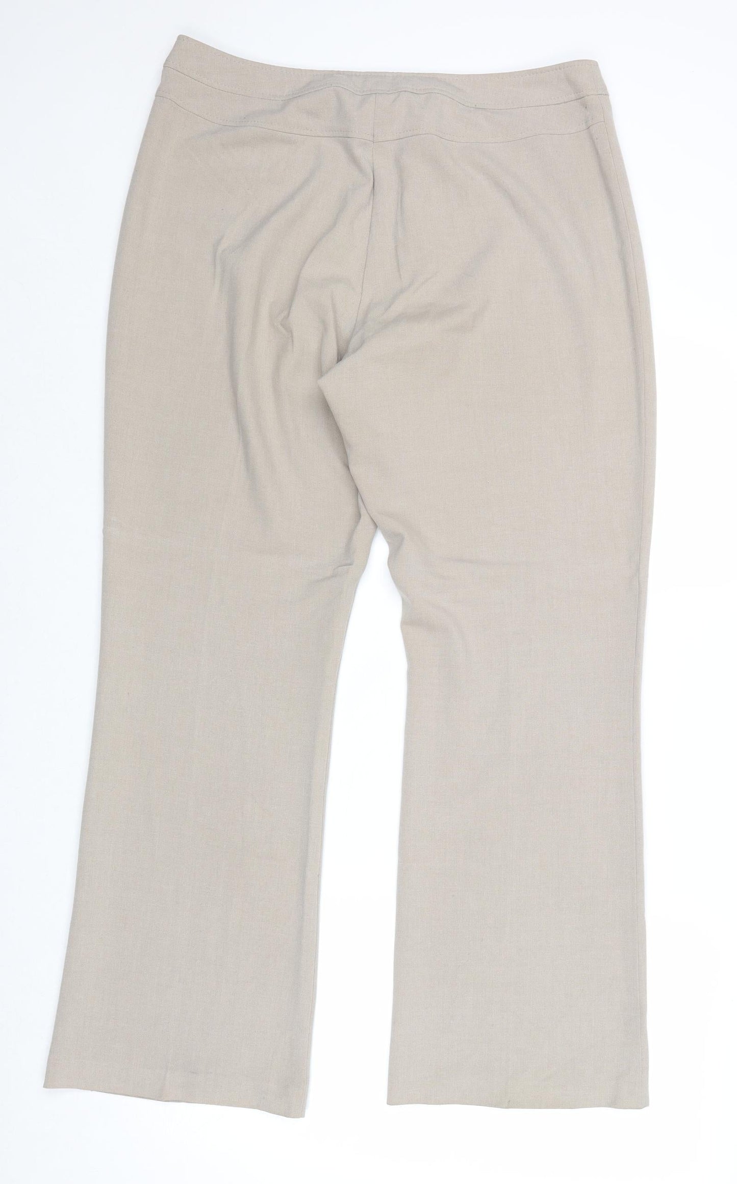BHS Womens Beige Polyester Dress Pants Trousers Size 14 Regular Zip
