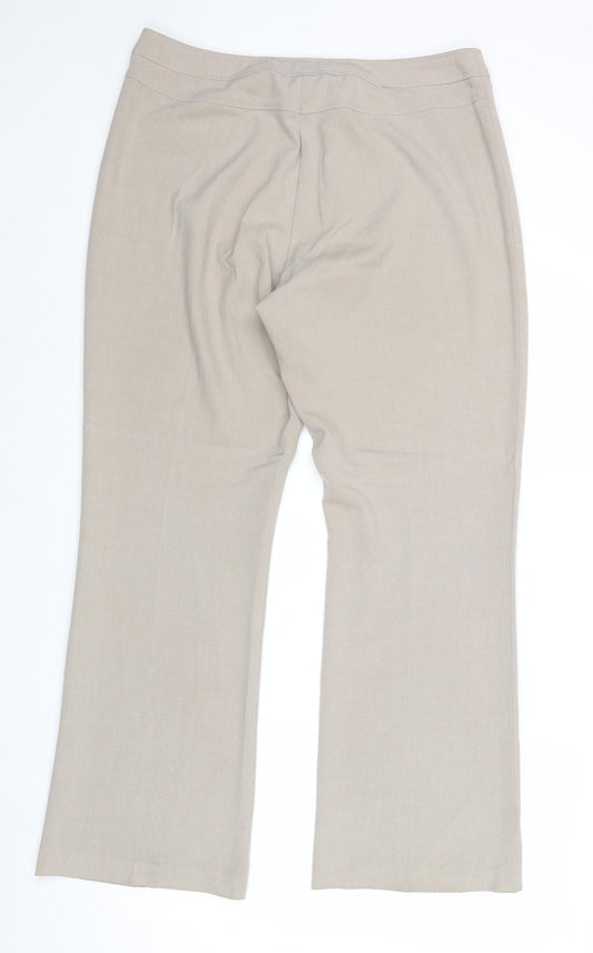 BHS Womens Beige Polyester Dress Pants Trousers Size 14 Regular Zip