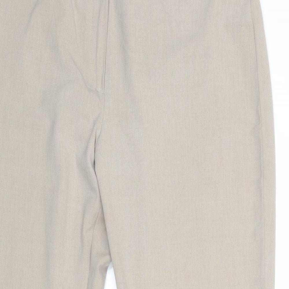 BHS Womens Beige Polyester Dress Pants Trousers Size 14 Regular Zip