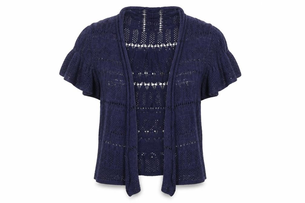 Marks and Spencer Womens Blue V-Neck Acrylic Cardigan Jumper Size 12