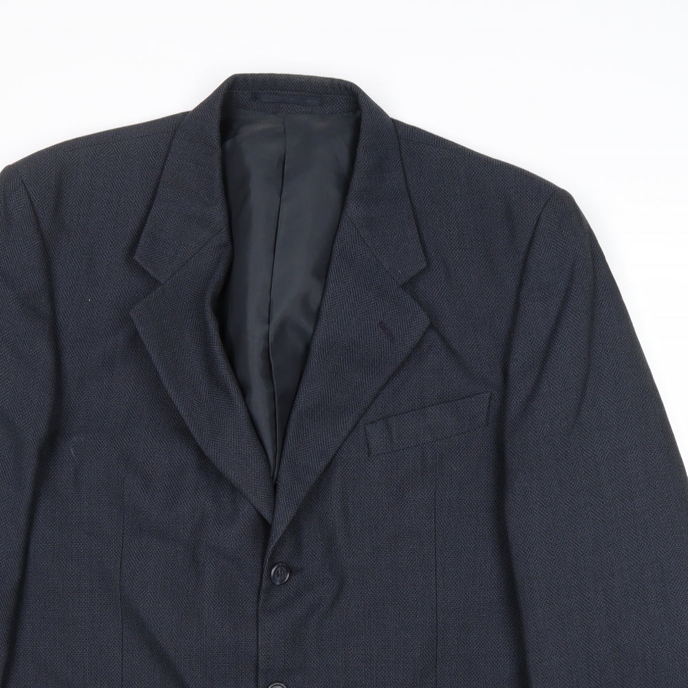 Burton Mens Blue Polyester Jacket Suit Jacket Size 42 Regular